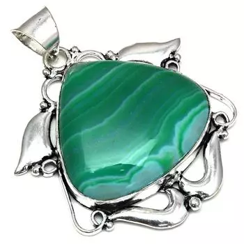 Подвеска с зеленым ботсванским агатом, драгоценным камнем, подарок на День матери, серебряное украшение, 2 дюйма