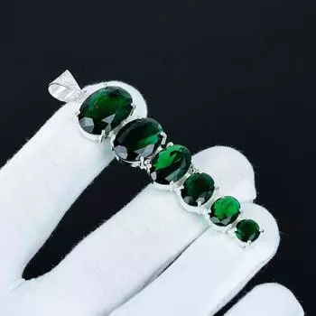 Подвеска с зеленым турмалином, Подвеска из стерлингового серебра 925 пробы, Подвеска ручной работы, Антикварная подвеска, Подвеска с драгоценным камнем зеленым турмалином, Подарок для вечеринки 3.14 зелёный