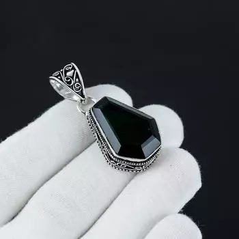 Подвеска с зеленым турмалином в форме гроба, подвеска из стерлингового серебра 925 пробы, подвеска ручной работы, ювелирные изделия из драгоценных камней в форме гроба, серебряные украшения для женщин, подарок 1.77 зелёный