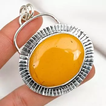 Подвеска с желтым драгоценным камнем мукаит, ювелирное изделие из стерлингового серебра 925 пробы, подвеска ручной работы для подарков на годовщину 2.13 Inche жёлтый