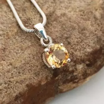 Подвеска с золотым цитрином-925 пробы, серебро-ювелирные изделия ручной работы