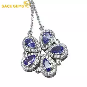 Подвеска SACE GEMS для женщин, стерлинговое серебро 925 пробы, 3*5 мм, кулон с танзанитом, ожерелье, свадебная вечеринка, ювелирные изделия, подарки синий