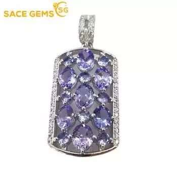 Подвеска SACE GEMS для женщин, стерлинговое серебро S925, 4*5 мм, натуральный кулон, ожерелье, свадебная вечеринка, ювелирные украшения, подарки фиолетовый