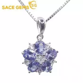 Подвеска SACE GEMS для женщин, стерлинговое серебро 925 пробы, 4*5 мм, натуральный танзанит, ожерелье, Свадебная вечеринка, ювелирные изделия, подарки синий