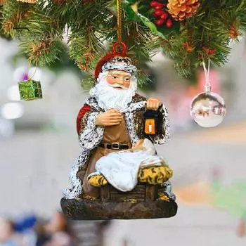 Подвеска Санта-Клауса, рождественская смоляная винтажная расписная подвесная подвеска Санта-Клауса для украшения рождественской елки на новый год, декор двери и стены Santa Claus