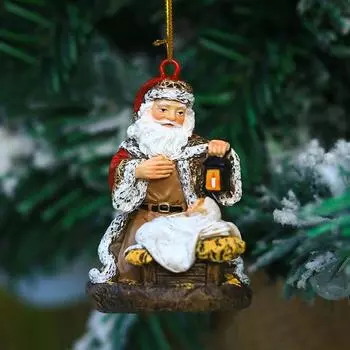 Подвеска Санта-Клауса, рождественская смоляная винтажная расписная подвесная подвеска Санта-Клауса для украшения рождественской елки на новый год, декор двери и стены Santa Claus