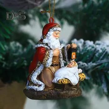 Подвеска Санта-Клауса, рождественская смоляная винтажная расписная подвесная подвеска Санта-Клауса для украшения рождественской елки на новый год, декор двери и стены Santa Claus
