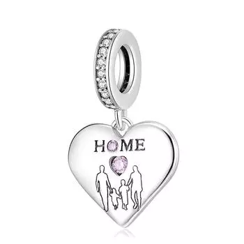 Подвеска «Счастливая семья из четырех» в форме сердца из стерлингового серебра 925 пробы для изготовления ювелирных изделий. Оригинальный женский браслет DIY. Оптовая продажа.