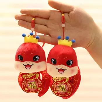 Подвеска «Счастливая змея» 2025 года, плюшевая кукла со знаком зодиака для весеннего фестиваля, плюшевая кукла-талисман в виде змеи, мягкая китайская зодиакальная змея, лунный новогодний декор 1pc C