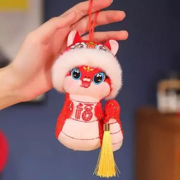 Подвеска «Счастливая змея» 2025 года, плюшевая кукла со знаком зодиака для весеннего фестиваля, талисман в виде змеи