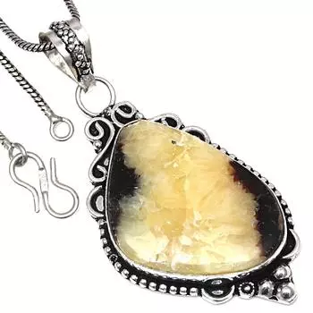 Подвеска Septarian Jasper Gemstone Handmade Gift For Her Silver Jewelry 2.5