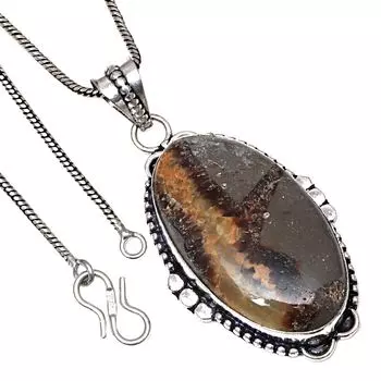 Подвеска Septarian Jasper Gemstone Handmade Valentine Day Silver Jewelry 2.5