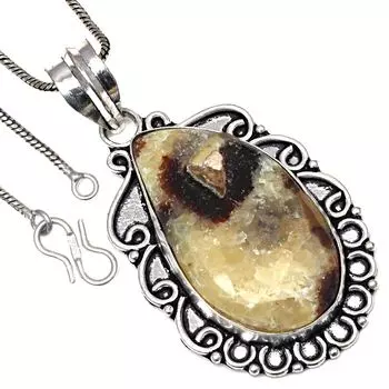 Подвеска Septarian Jasper Gemstone Handmade Valentine Day Silver Jewelry 2