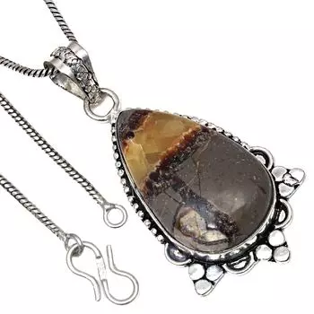 Подвеска Septarian Jasper Gemstone Подарочное серебряное украшение на День святого Валентина 2.25