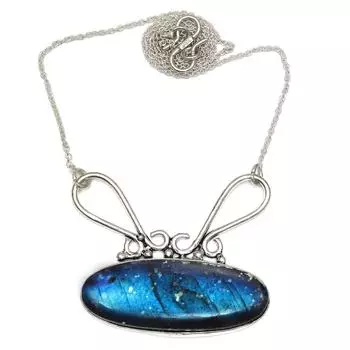 Подвеска Серебряный Перидот Лабрадорит Драгоценный Камень Ювелирные Изделия Стерлингового Серебра 2.5 Огненный