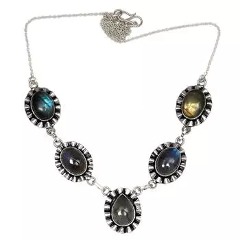 Подвеска Серебряный Перидот Лабрадорит Драгоценный Камень Ювелирные Изделия Стерлингового Серебра 2.5 Огненный