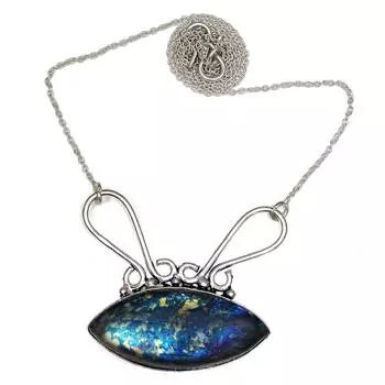 Подвеска Серебряный Перидот Лабрадорит Драгоценный Камень Ювелирные Изделия Стерлингового Серебра 2.5 Огненный