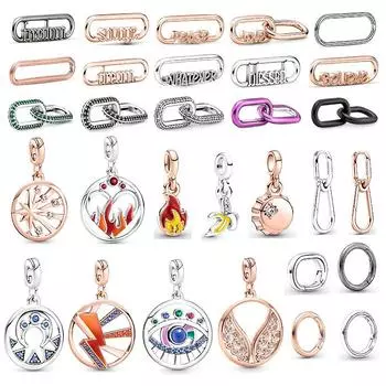 Подвеска-шарм 925 пробы, браслет, ожерелье, серьги-кольца своими руками, стильный аксессуар из двух колец Other