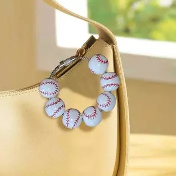 Подвеска-шарм в виде бейсбольной сумки в спортивном стиле для сумок Bogg с деревянными бусинами rugby