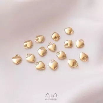 Подвеска-шарм в виде персикового сердца из золота 14 карат с заполнением для браслета-конструктора