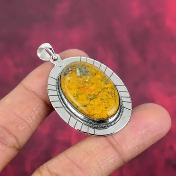 Подвеска «Шмель из яшмы», ювелирные изделия из стерлингового серебра 925 пробы с драгоценными камнями, подвеска ручной работы, на День матери 2 Inches жёлтый