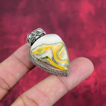 Подвеска «Шмель из яшмы», ювелирные изделия из стерлингового серебра 925 пробы с драгоценными камнями, подвеска ручной работы, на День матери 1.77 Inches жёлтый