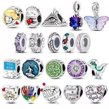 Подвеска силиконовая пробка Подвески из стерлингового серебра 925 пробы подходят модный стиль браслет ожерелье изготовление ювелирных изделий для женщин