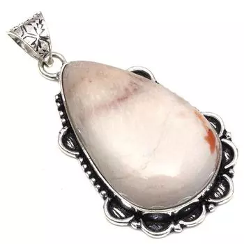 Подвеска сколецитовый драгоценный камень ручной работы подарок на День матери серебряное украшение 2