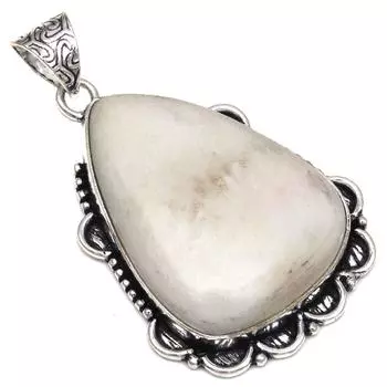 Подвеска сколецитовый драгоценный камень ручной работы подарок на День матери серебряное украшение 2