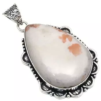 Подвеска сколецитовый драгоценный камень ручной работы подарок на День матери серебряное украшение 2