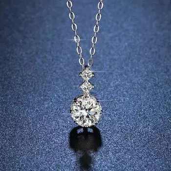 Подвеска Снежинка в один карат Модное имитация муассанита Ожерелье для женщин