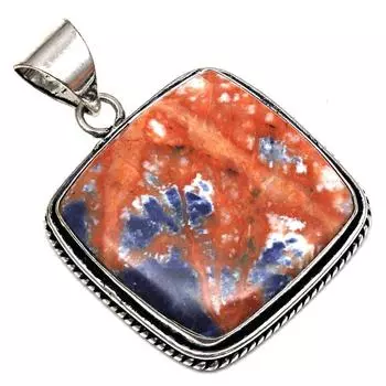 Подвеска содалит драгоценный камень ручной работы подарок для нее серебряные украшения 1.5