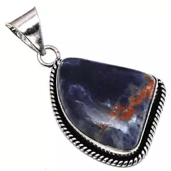 Подвеска содалит драгоценный камень ручной работы подарок для нее серебряные украшения 1.75