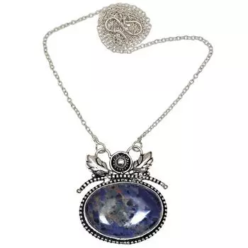 Подвеска Содалит Серебряный Драгоценный Камень Ювелирные Изделия Ручной Работы Позолоченный Стерлинг Натуральный