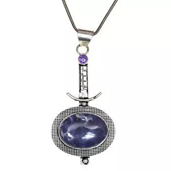 Подвеска Содалит Серебряный Драгоценный Камень Ювелирные Изделия Ручной Работы Позолоченный Стерлинг Натуральный