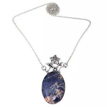 Подвеска Содалит Серебряный Драгоценный Камень Ювелирные Изделия Ручной Работы Позолоченный Стерлинг Натуральный