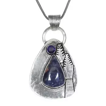 Подвеска Содалит Серебряный Драгоценный Камень Ювелирные Изделия Ручной Работы Позолоченный Стерлинг Натуральный