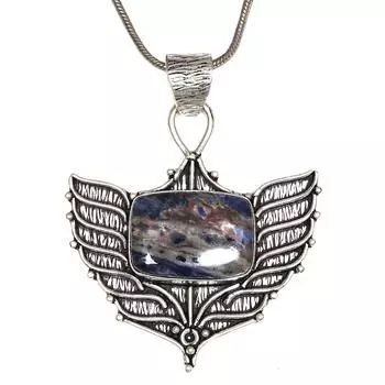 Подвеска Содалит Серебряный Драгоценный Камень Ювелирные Изделия Ручной Работы Позолоченный Стерлинг Натуральный