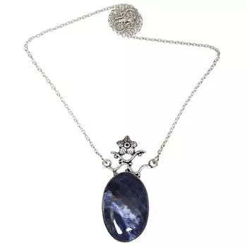 Подвеска Содалит Серебряный Драгоценный Камень Ювелирные Изделия Ручной Работы Позолоченный Стерлинг Натуральный