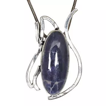 Подвеска Содалит Серебряный Драгоценный Камень Ювелирные Изделия Ручной Работы Позолоченный Стерлинг Натуральный