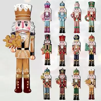 Подвеска-солдат Yousheng Nutcracker, деревянный Щелкунчик, подвесное украшение, расписанное праздничное украшение для рождественской елки, новогодние подарки, декор для вечеринки 12pcs