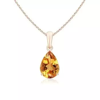 Подвеска-солитер с цитрином в форме груши - 925 пробы серебряная подвеска - цитринная подвеска для женщин S жёлтый