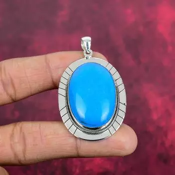 Подвеска «Спящая красавица» из бирюзы, ювелирные изделия из цельного серебра 925 пробы с драгоценными камнями, подвеска ручной работы, на День благодарения 2.20 Inches синий