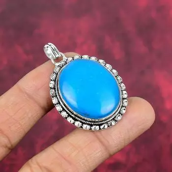 Подвеска «Спящая красавица» из бирюзы, ювелирные изделия из цельного серебра 925 пробы с драгоценными камнями, подвеска ручной работы, на День матери 1.81 Inches синий