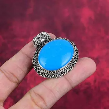 Подвеска «Спящая красавица» из бирюзы, ювелирные изделия из цельного серебра 925 пробы с драгоценными камнями, подвеска ручной работы, на День благодарения 1.50 Inches синий