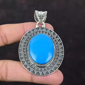 Подвеска Спящая красавица с бирюзой Ювелирные изделия ручной работы Подвеска из стерлингового серебра 925 пробы с драгоценным камнем Замечательная винтажная подвеска Подарок на годовщину