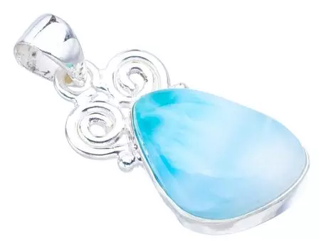 Подвеска StarGems® из натурального ларимара ручной работы из стерлингового серебра 925 пробы 1,25 дюйма F3548