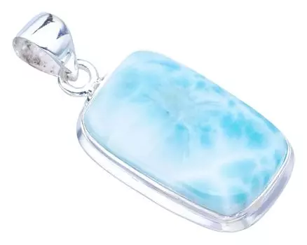 Подвеска StarGems® Natural Larimar ручной работы из стерлингового серебра 925 пробы 1,5 дюйма F3430
