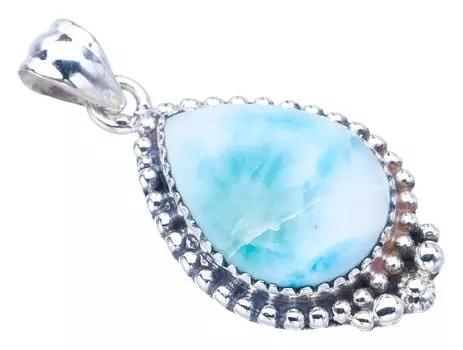 Подвеска StarGems® Natural Larimar ручной работы из стерлингового серебра 925 пробы 1,5 дюйма F3528