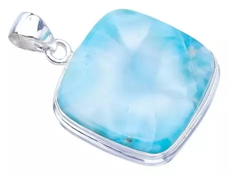 Подвеска StarGems® Natural Larimar ручной работы из стерлингового серебра 925 пробы 1,5 дюйма F3470